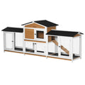 White Wooden Rabbit Hutch with Ramp Z526