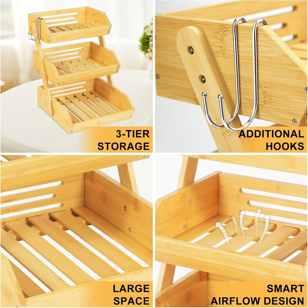 3 Tier Natural Bamboo Fruit Basket Y805