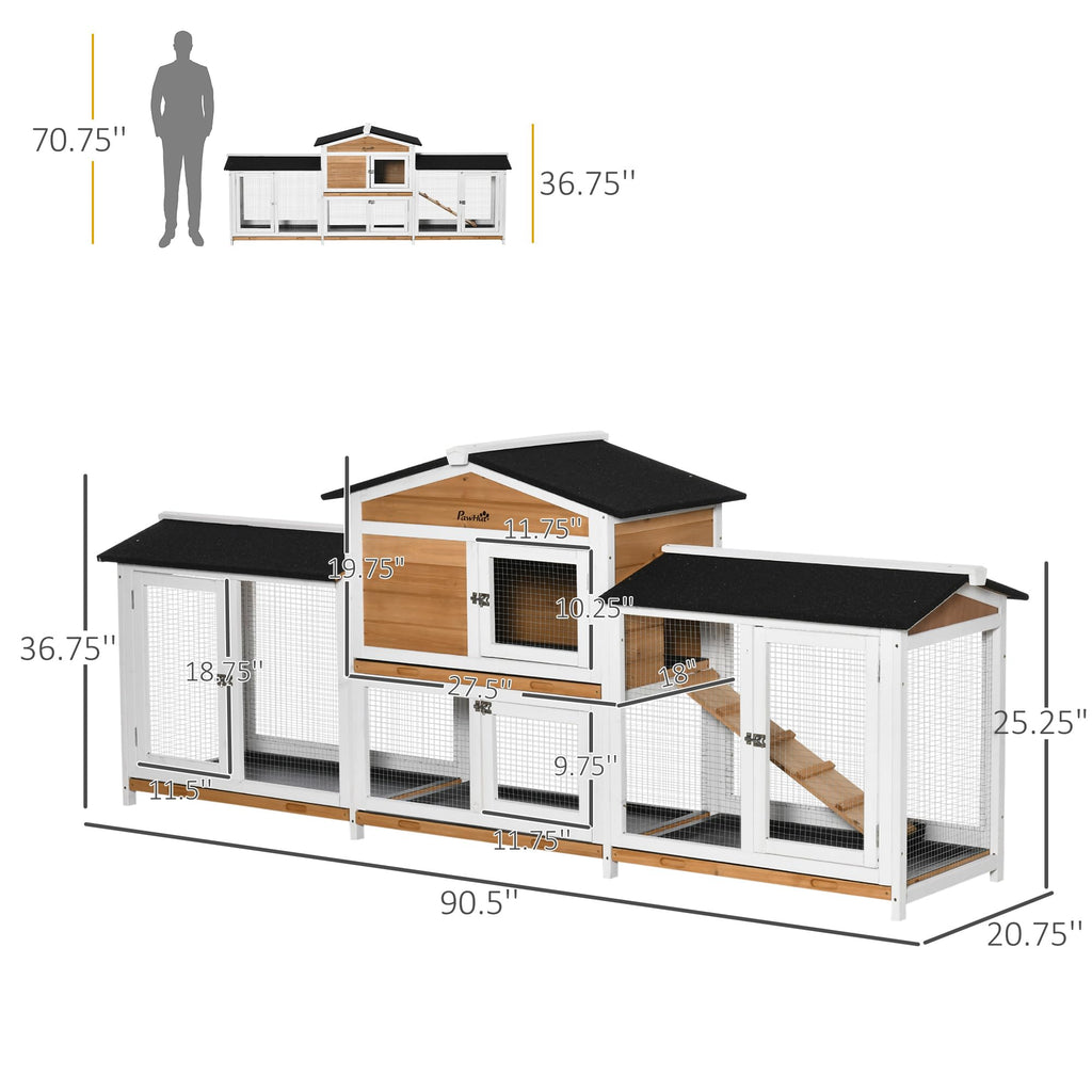 White Wooden Rabbit Hutch with Ramp Z526