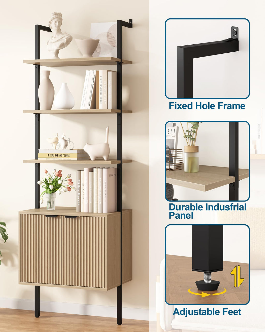 73" Tall Bookshelf with Cabinet O202431
