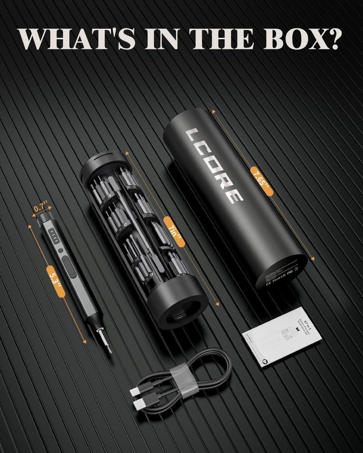 67 in 1 Cordless Electric Precision Screwdriver Set with 62 S2 Steel Bits Z714