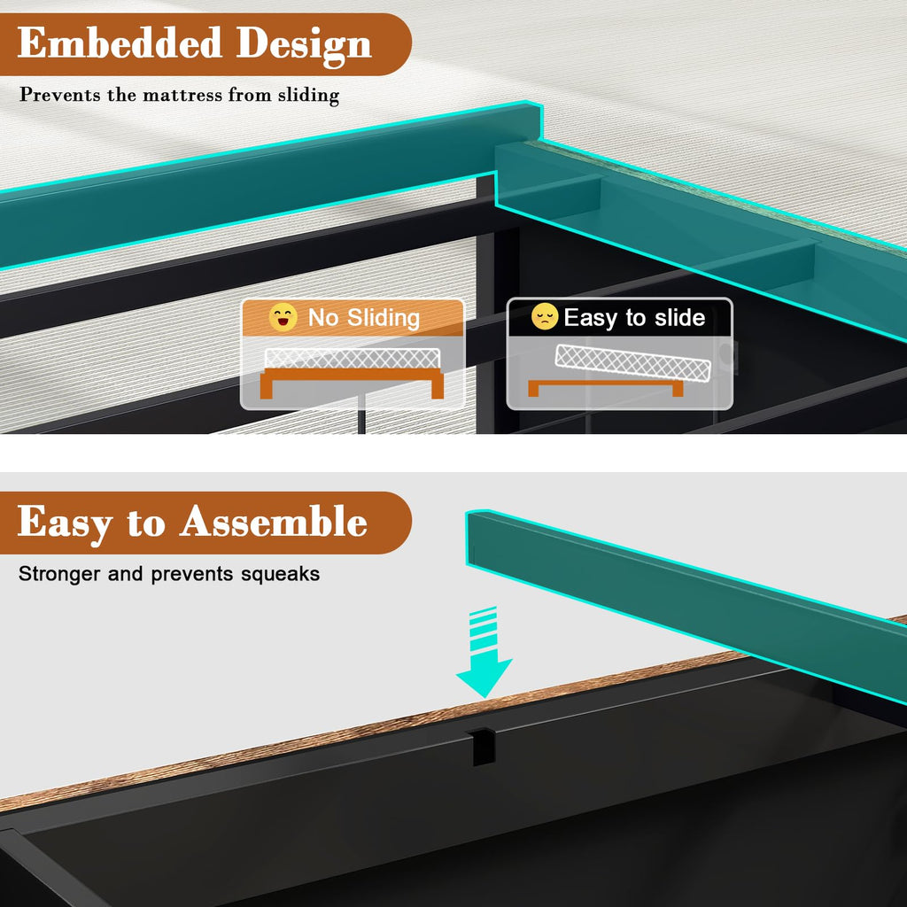Twin Size Corner Bed Frame with Storage and Headboard O431419
