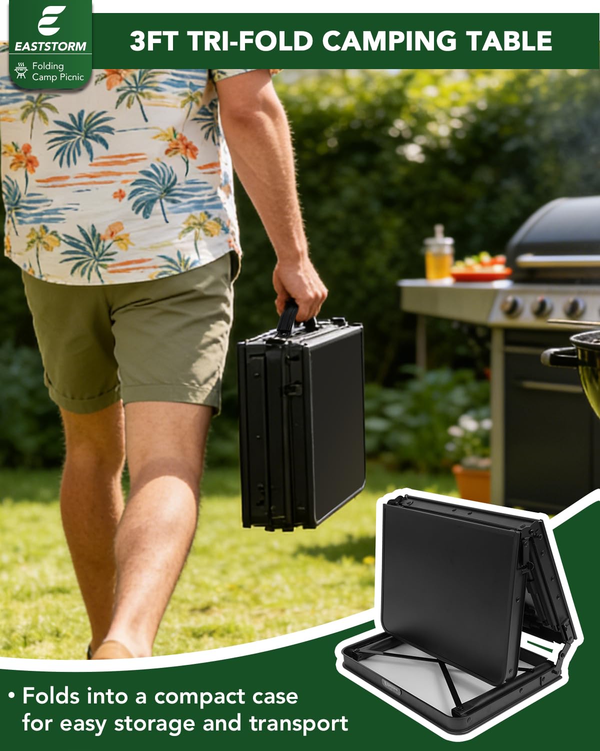 Small Folding Camping Table Black K6473