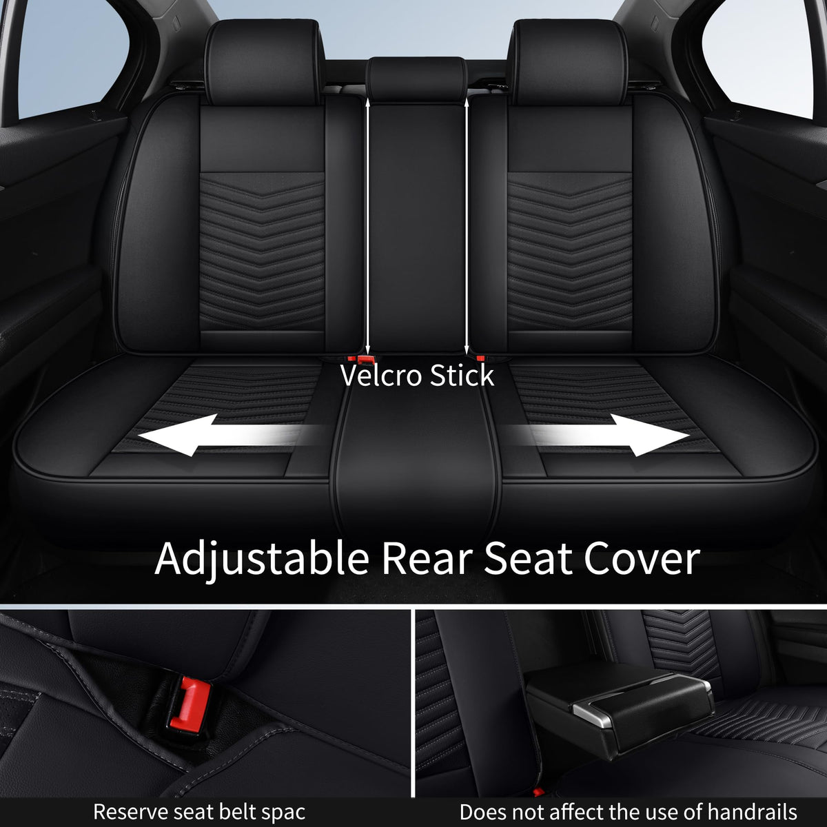 Black Nappa Leather Car Seat Covers Full Set H34932