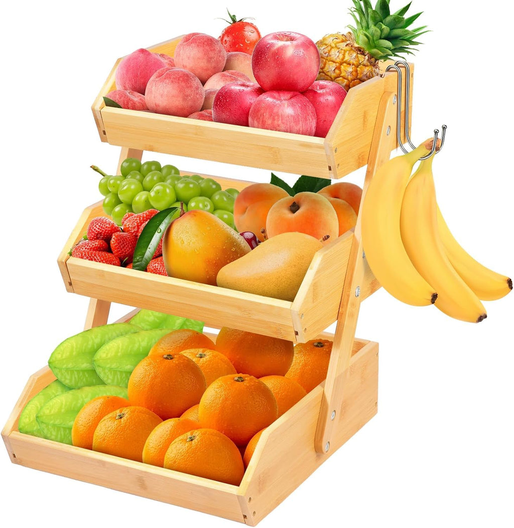 3 Tier Natural Bamboo Fruit Basket Y805