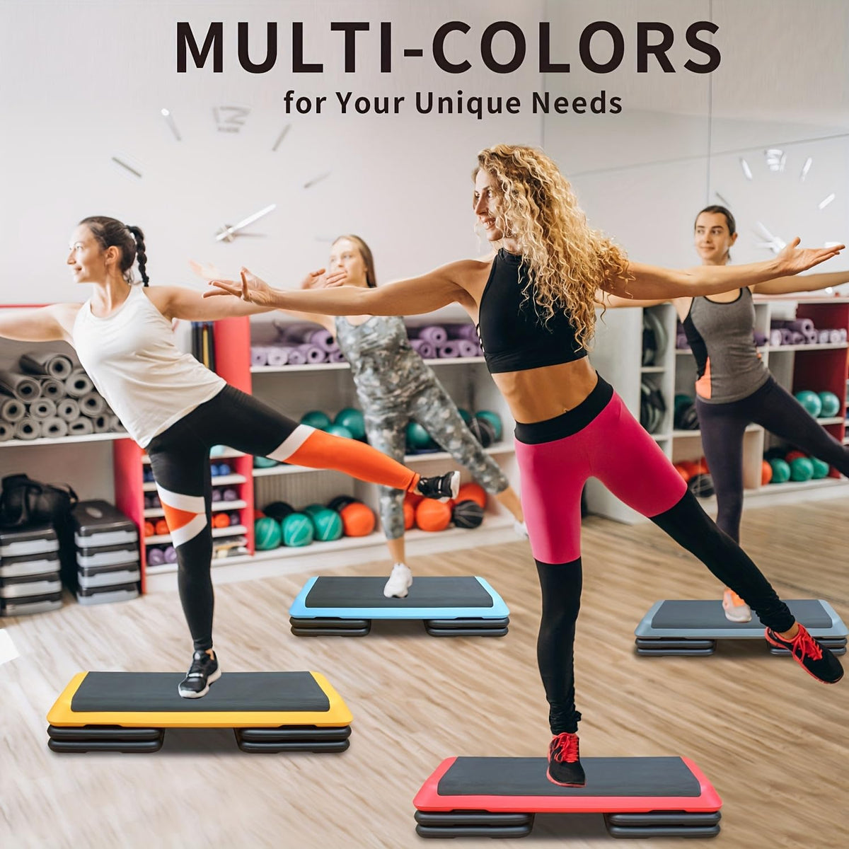 43'' Adjustable Aerobic Exercise Step Platform with 4 Stackable Risers R44340