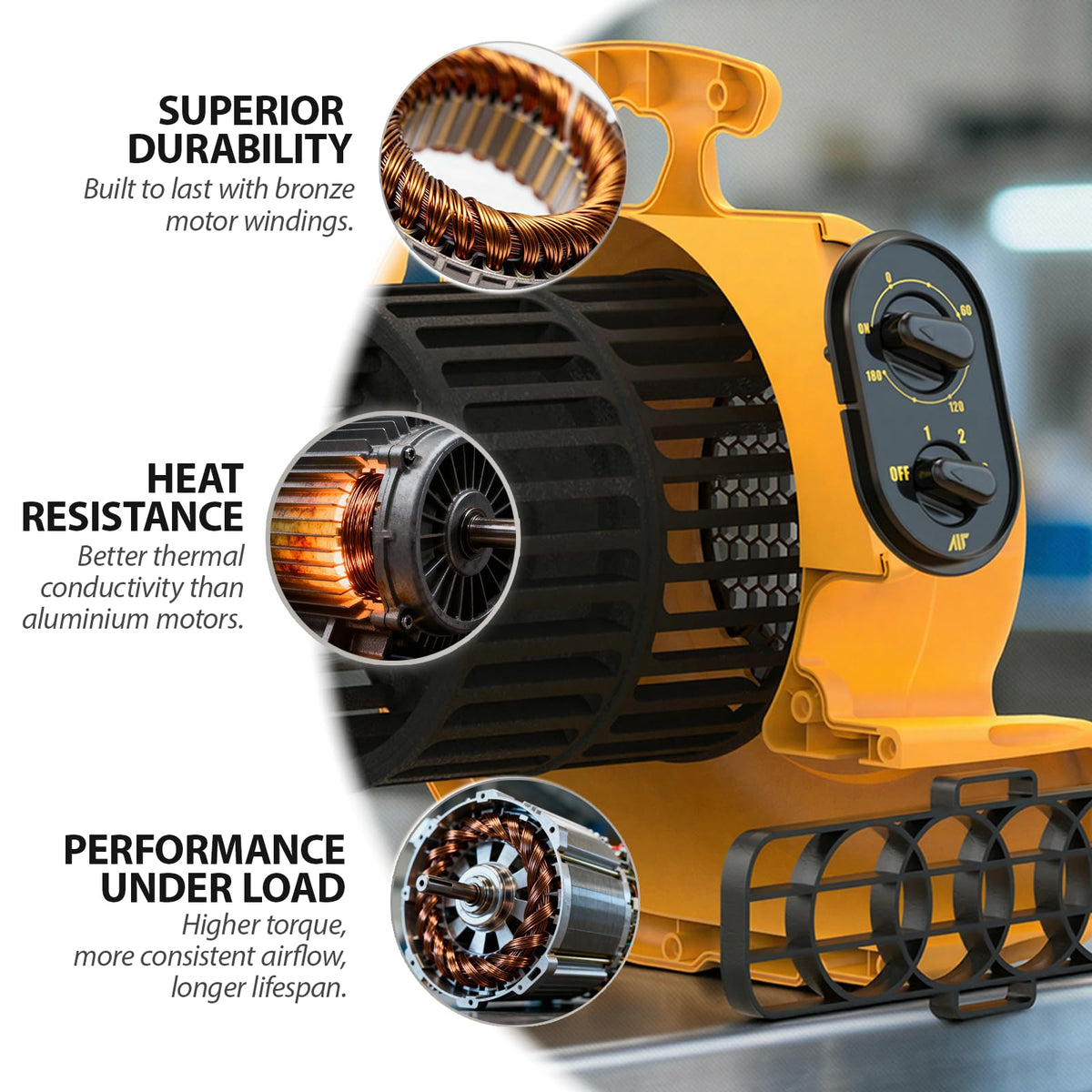 1100 CFM 3-Speed Industrial Air Mover Floor Blower Fan H444024
