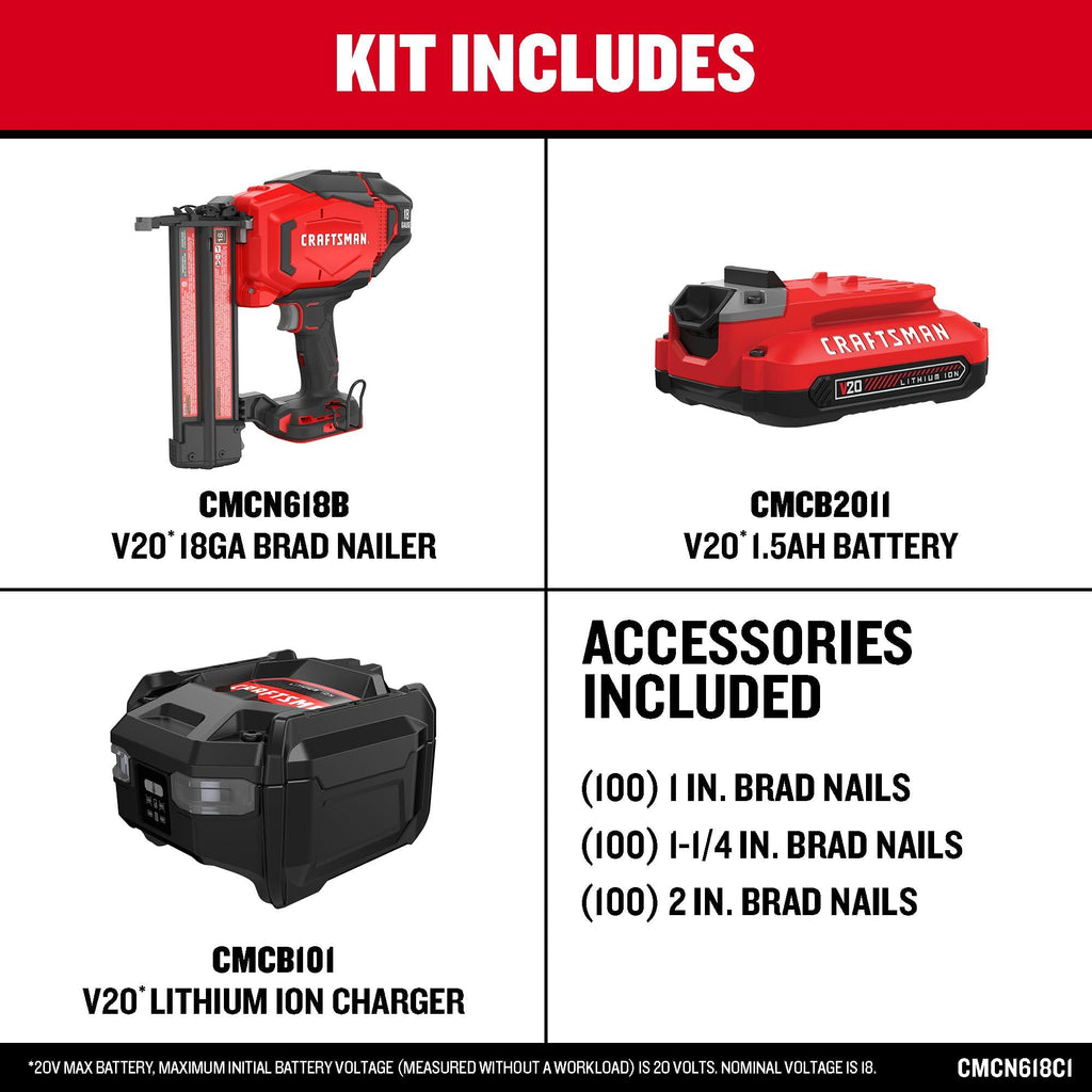 V20 Cordless Brad Nailer 18 Gauge G9509