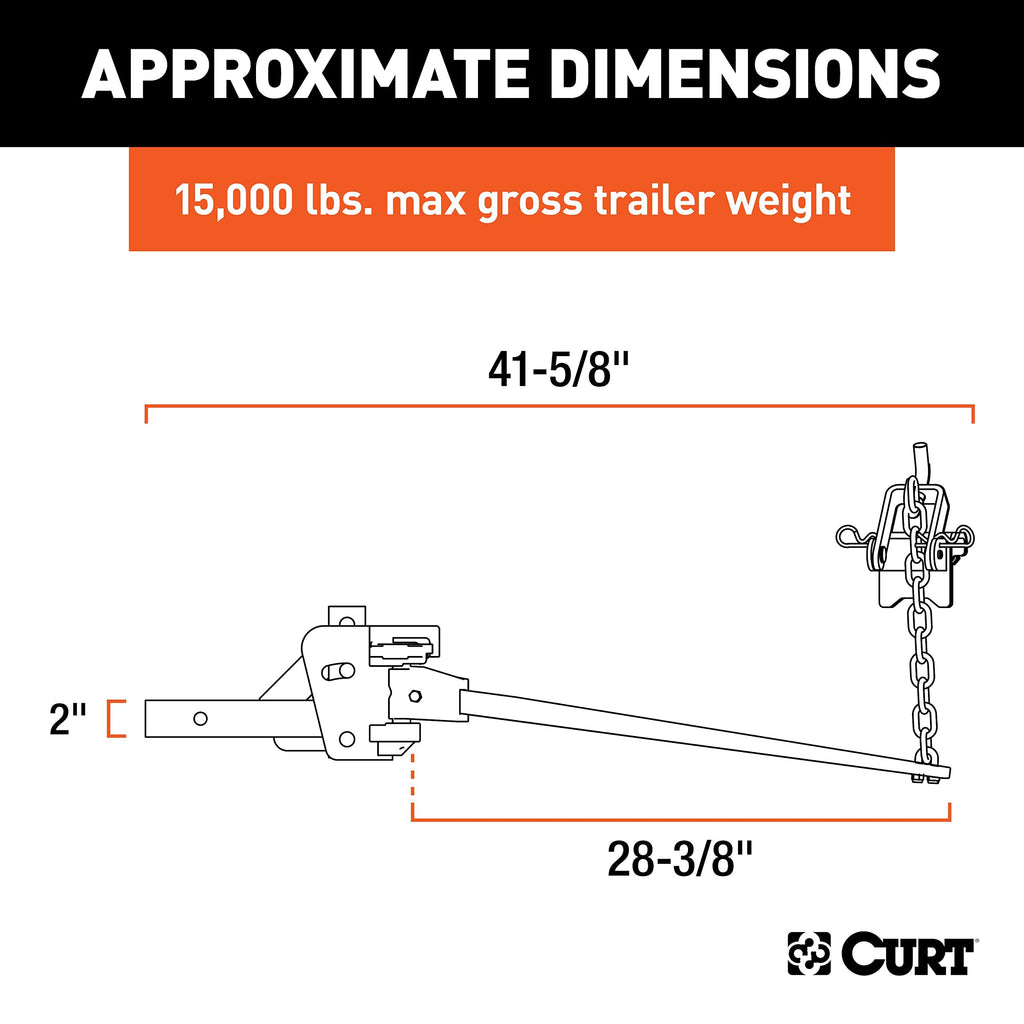 Weight Distribution Hitch, 15,000 lbs., 2-Inch Shank T185