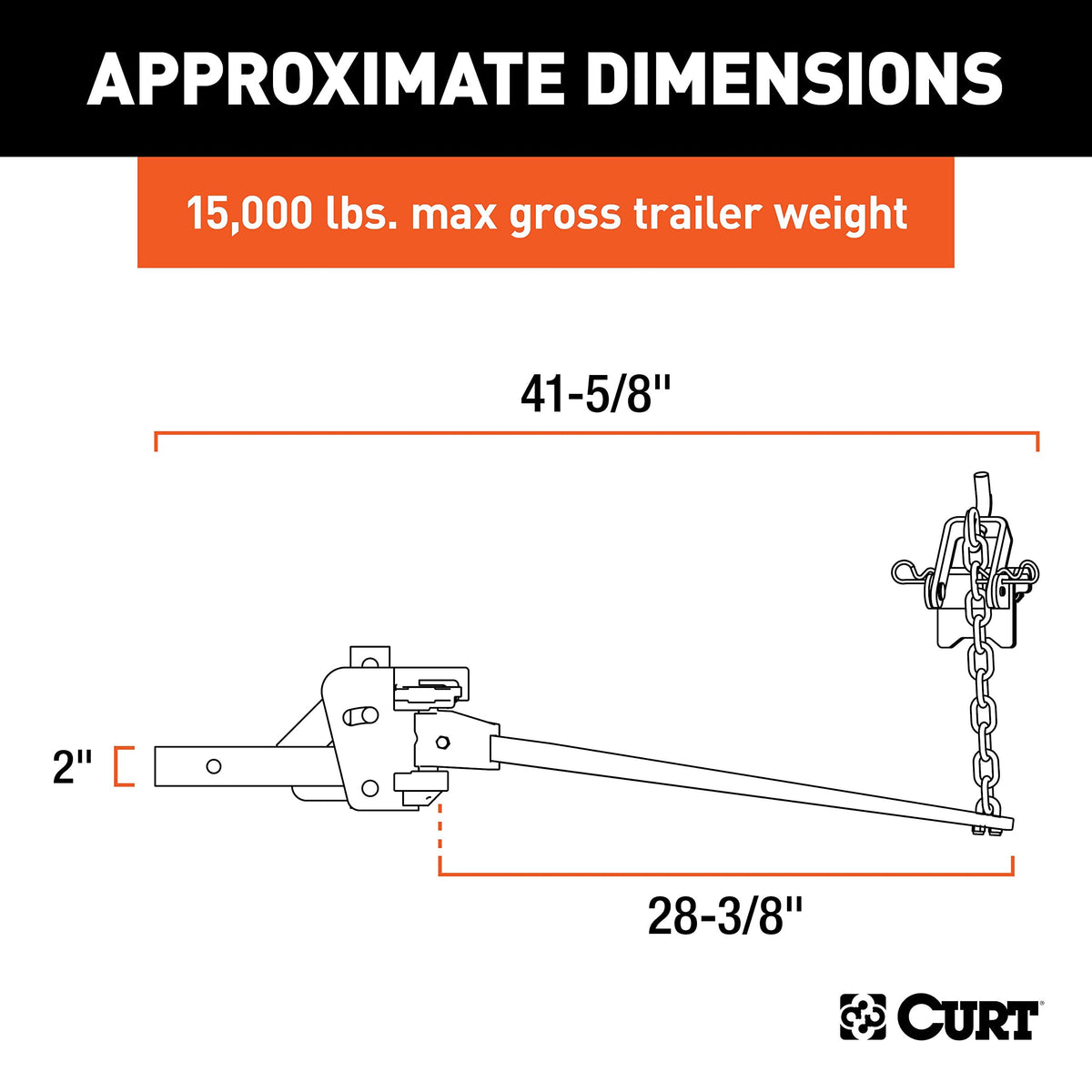 Weight Distribution Hitch, 15,000 lbs., 2-Inch Shank T185