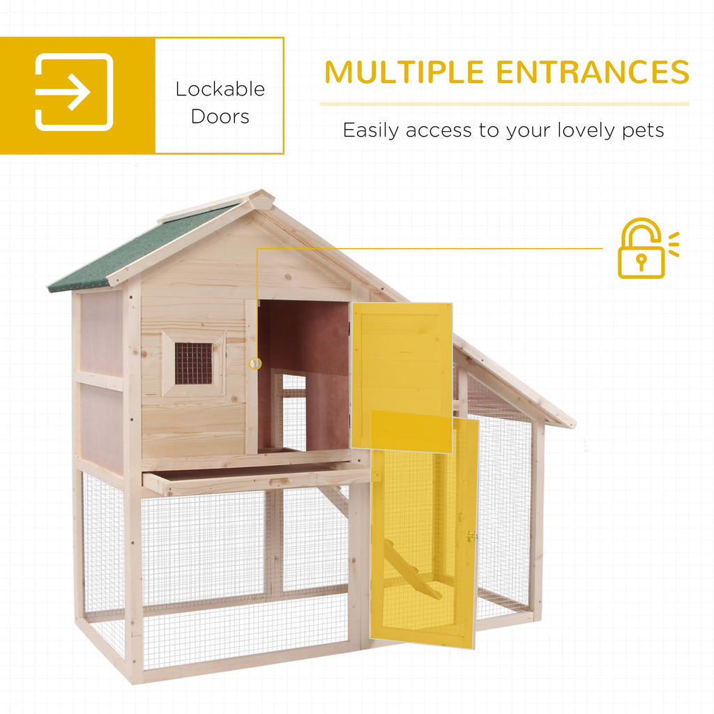 55" 2-Tier Wooden Rabbit Hutch with Ramp E9060