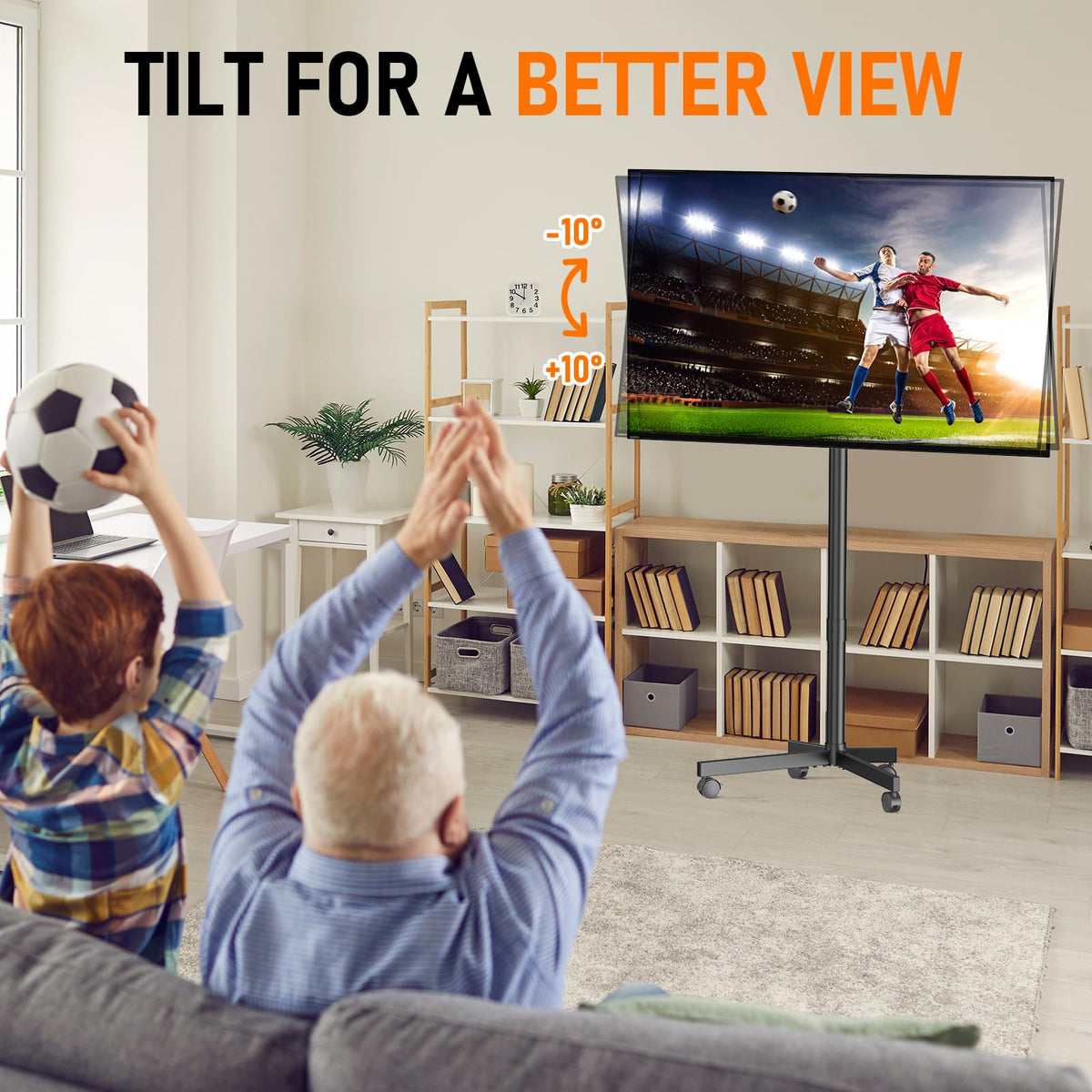 Rolling TV Stand with Locking Wheels, Black G269372