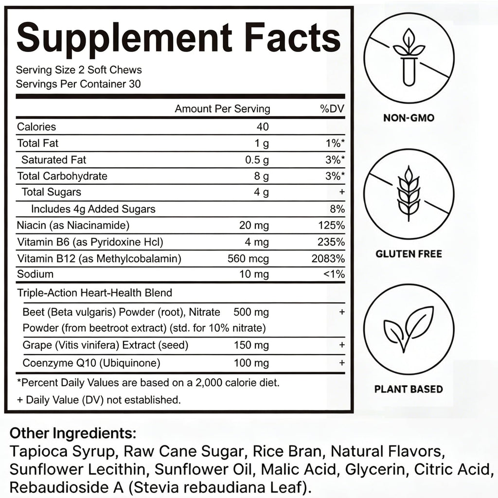 60 Count Beet Chews Supplement with 500mg C715048