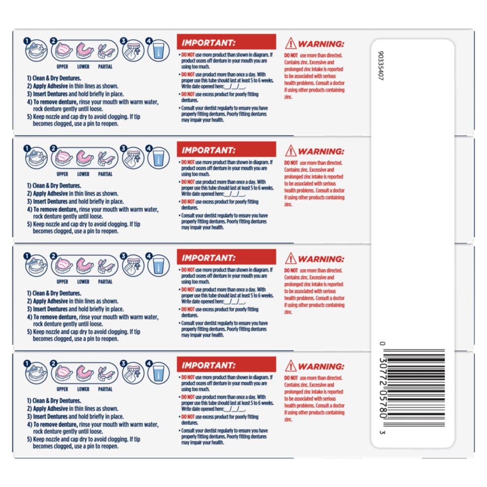 Denture Adhesive Cream 1.8 oz 4 Pack B3918