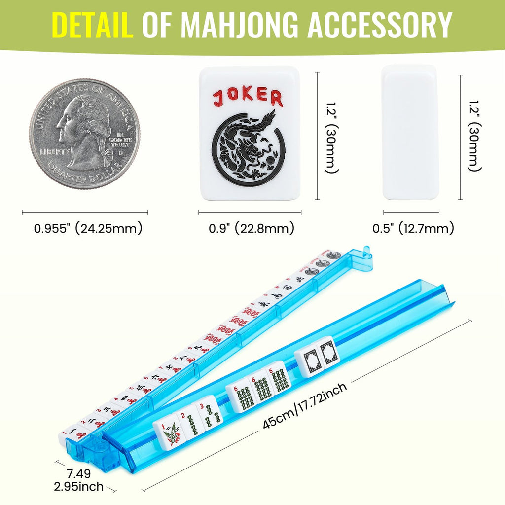 White 166 Tiles Mahjong Set with Blue Carrying Bag Q962