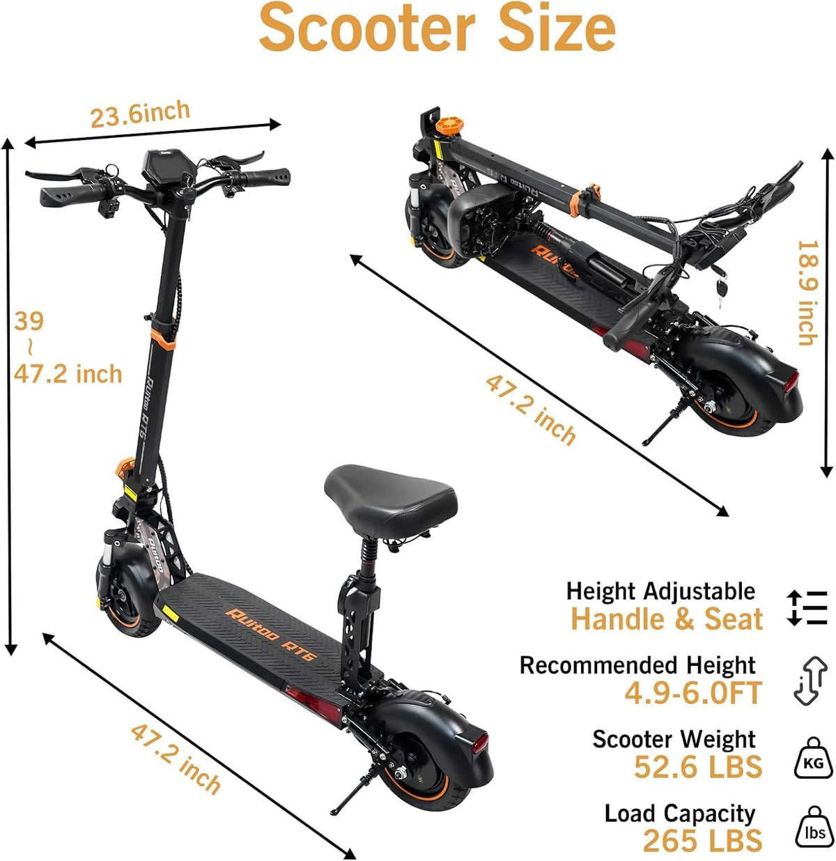 800W 35 Miles 30 MPH 10" Off-Road Folding Electric Scooter F597