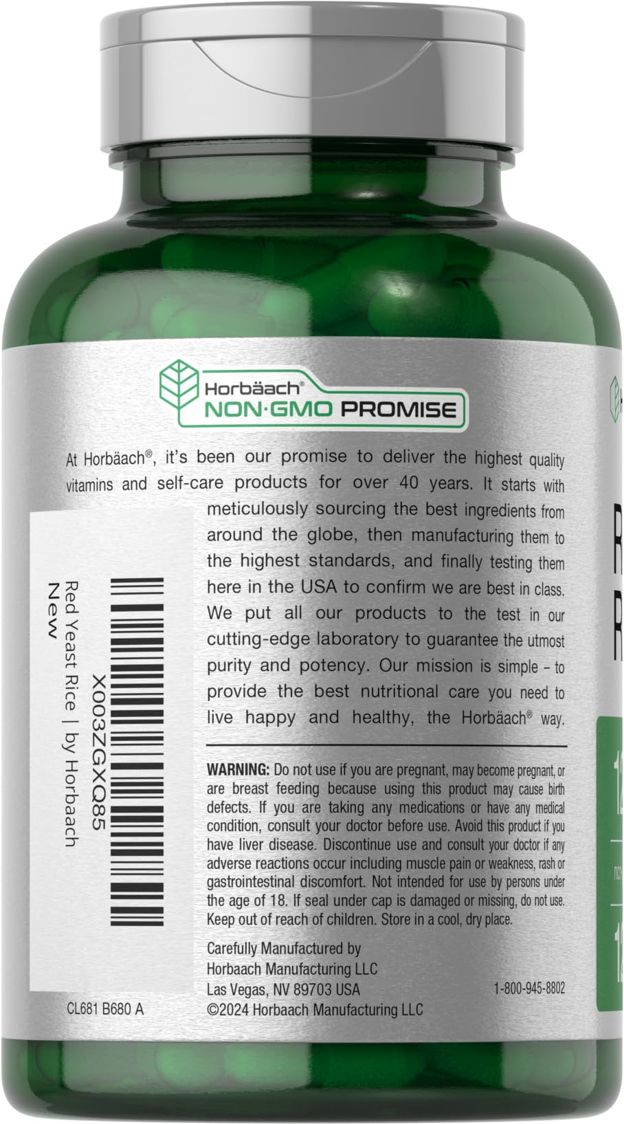 Red Yeast Rice 1200 mg 120 Capsules U92689