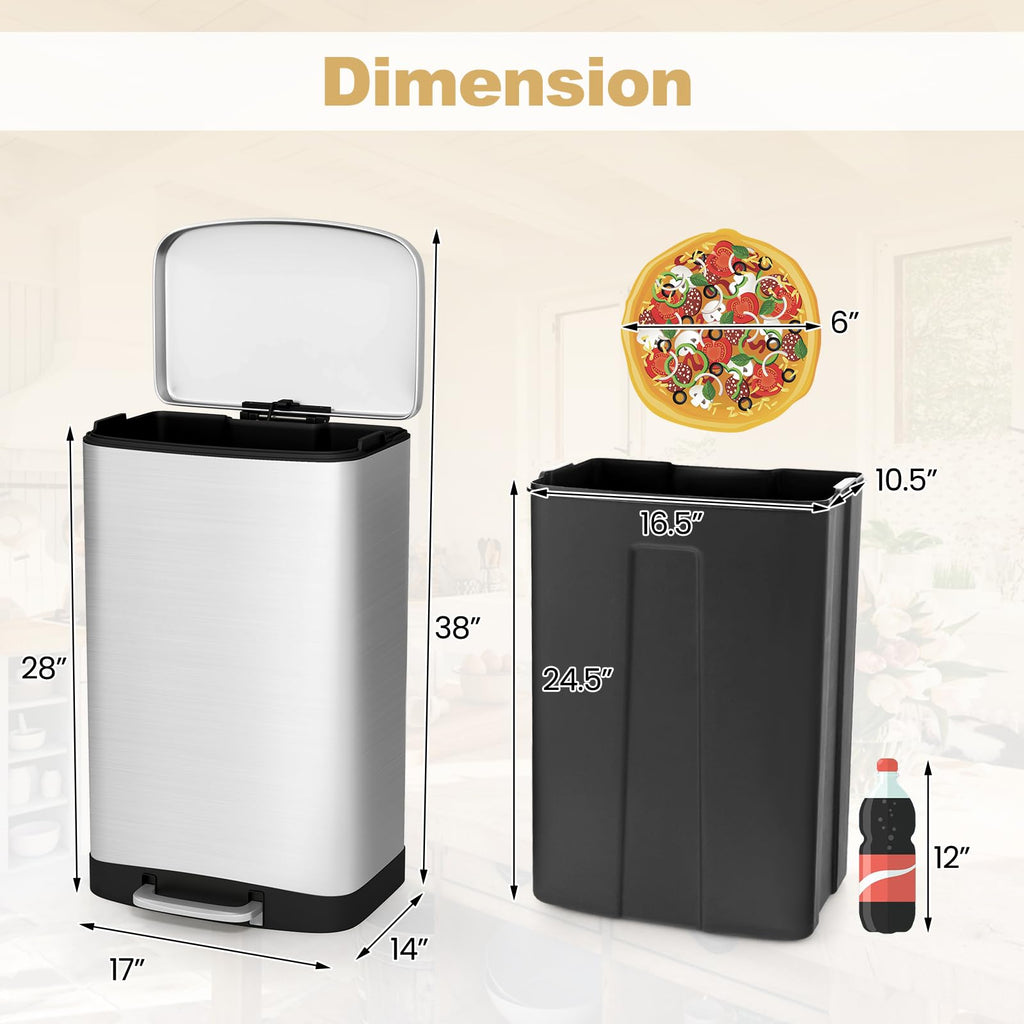 13.2 Gal Stainless Steel Step-on Trash Can K29284