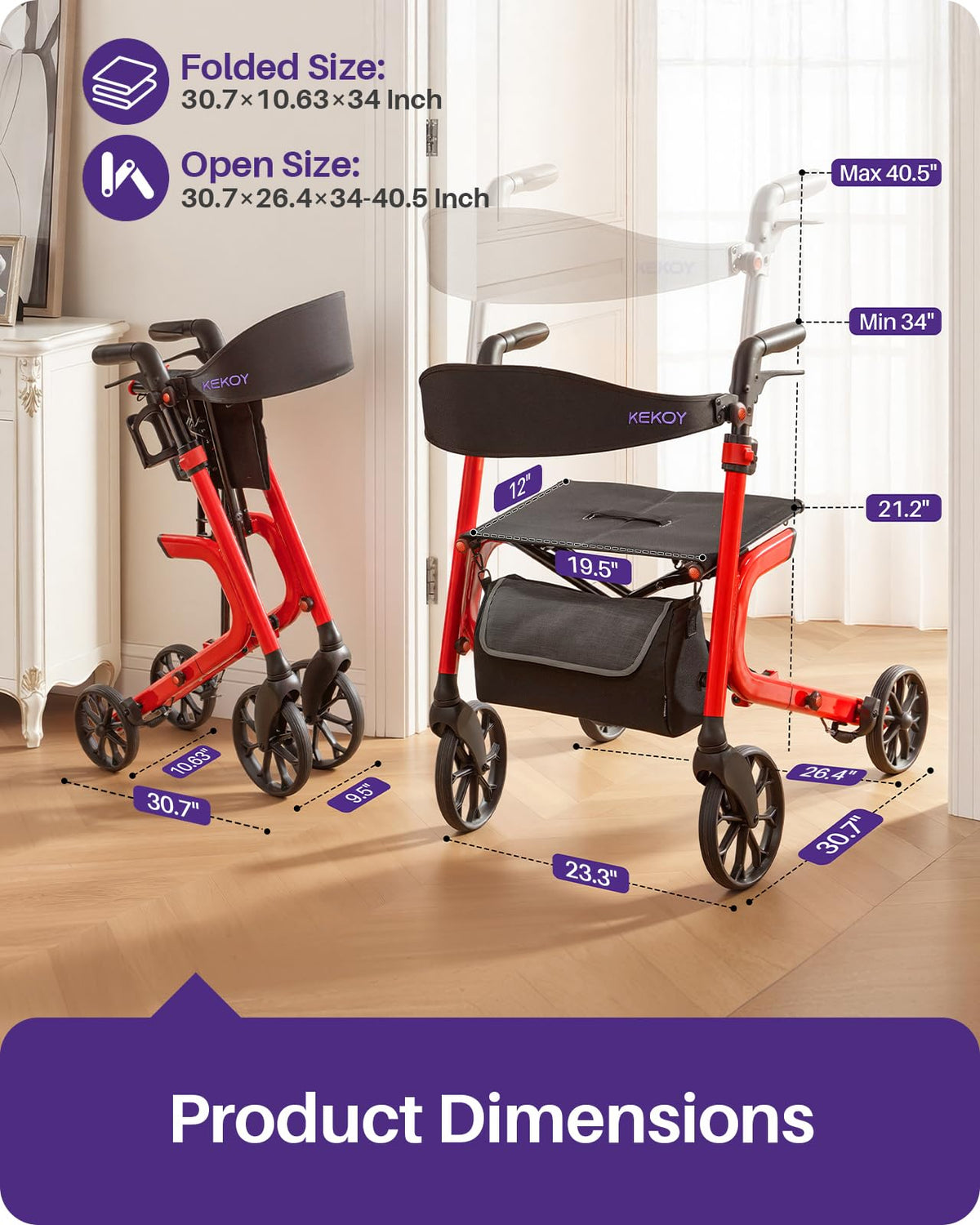 Bariatric Rollator Walker with Seat I98424