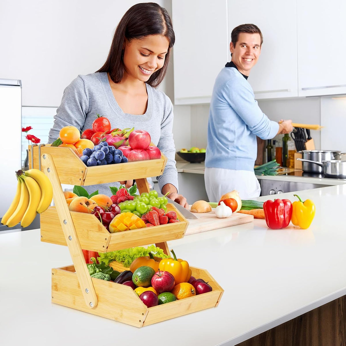 3 Tier Natural Bamboo Fruit Basket Y805