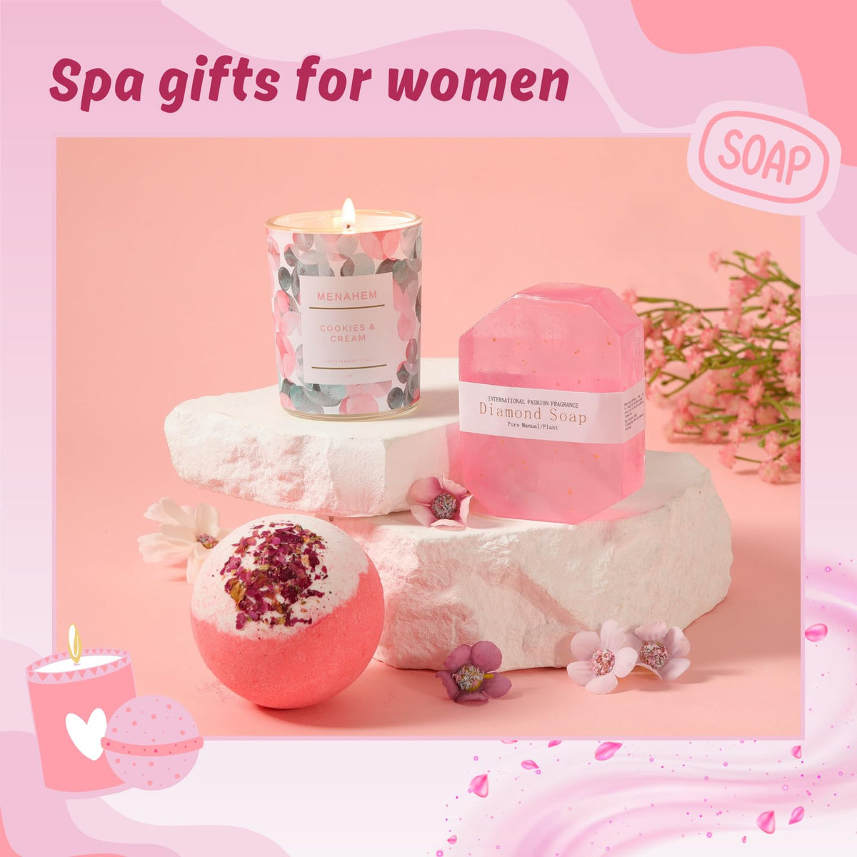 Pink 9pc Spa Bath Gift Set I3141