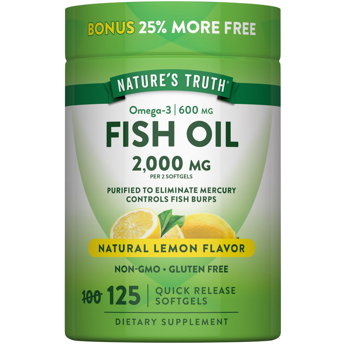 Omega 3 Fish Oil 2000 mg 125 Softgels N7933