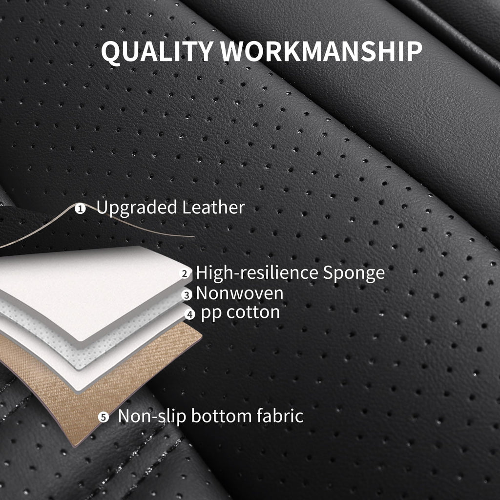 Black Nappa Leather Car Seat Covers Full Set H34932