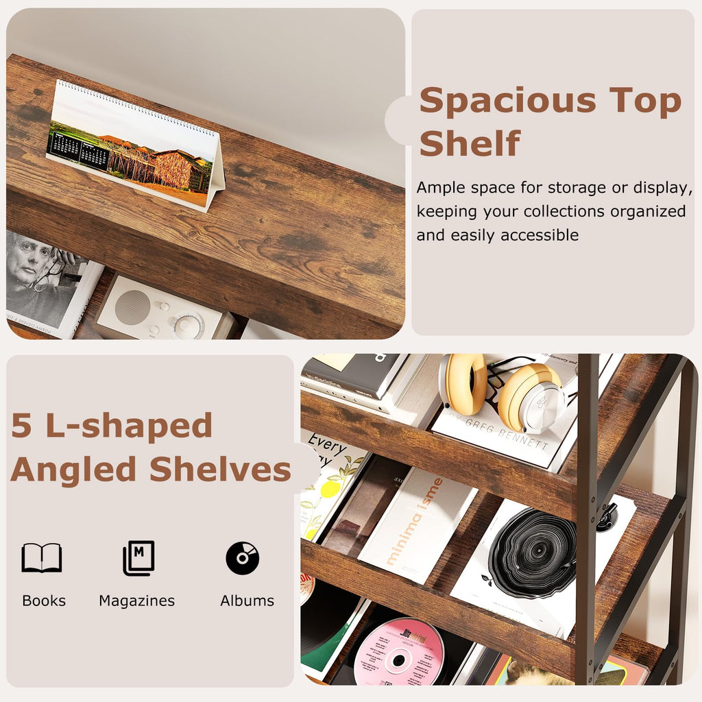 6-Tier Tall Freestanding Bookshelf with Angled Shelves X2421