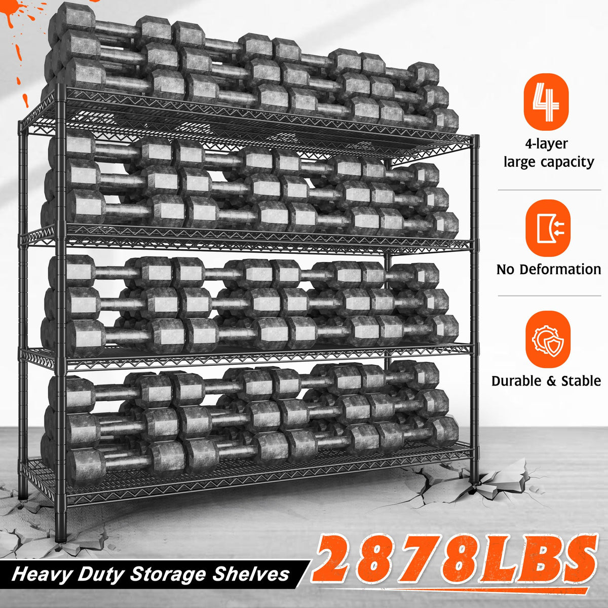 4-Tier Heavy Duty Metal Shelving Unit with Wheels R71679