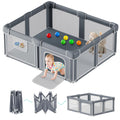 Foldable Baby Playpen with Mat, 71x59 Inches, Grey O26593