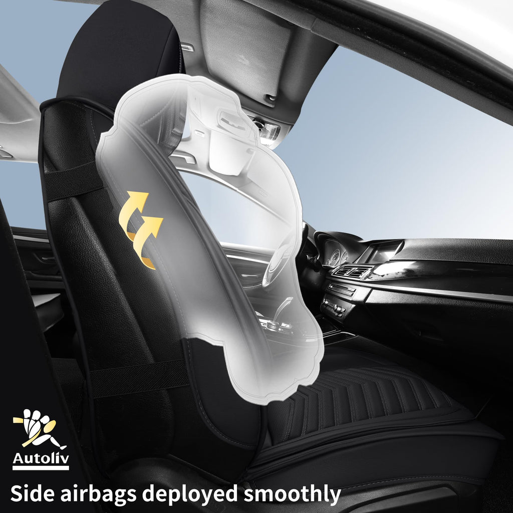 Black Nappa Leather Car Seat Covers Full Set H34932