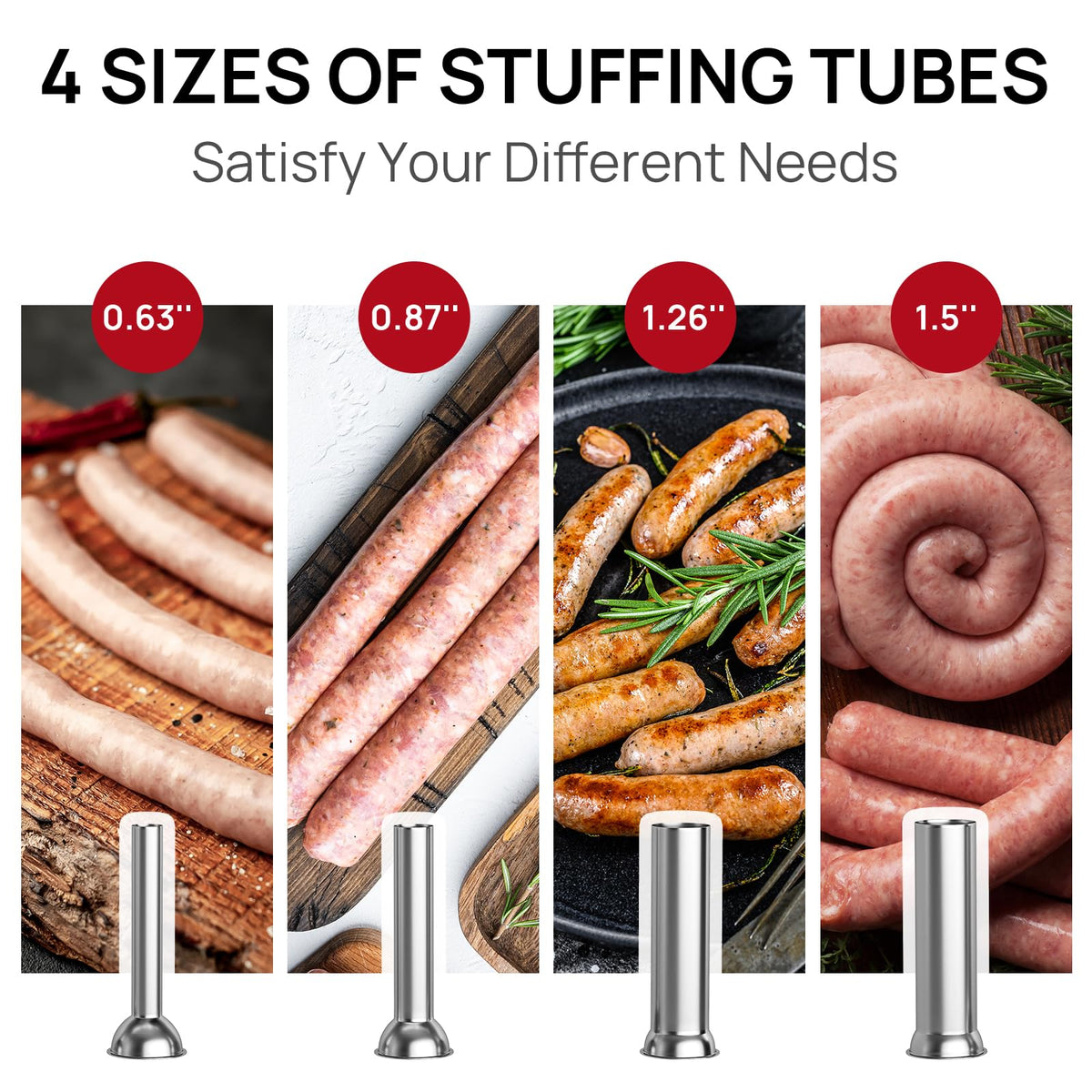 7L Stainless Steel Vertical Sausage Stuffer with 4 Stuffing Tubes F251