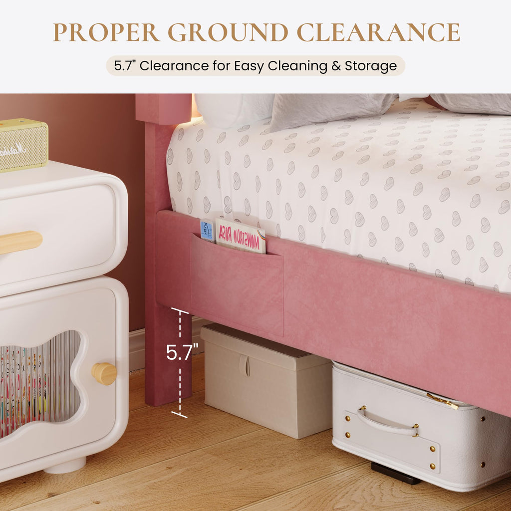 Twin Size Bed Frame with LED Lights and Storage Drawer T787