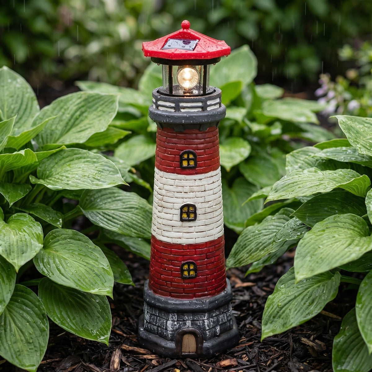 15" Solar Lighthouse Garden Statue N570