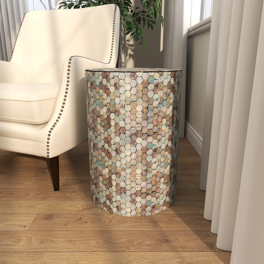 14" x 14" x 20" Multi Colored Mosaic Side Table W6433