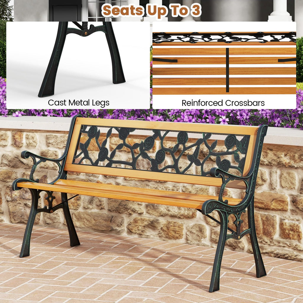 Iron Hardwood Garden Bench J749116