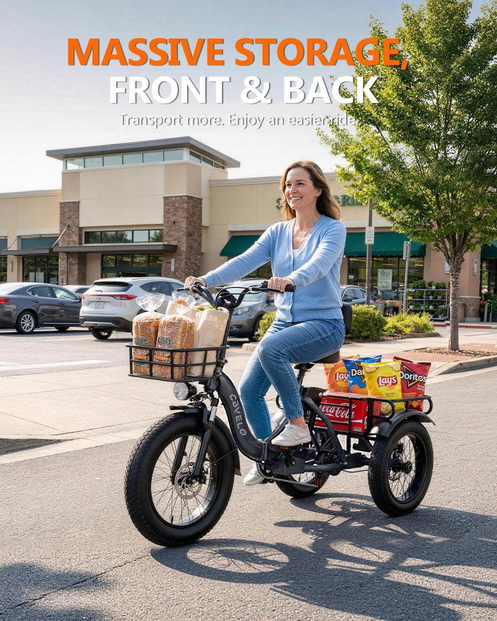 20" Fat Tire 1000W 48V Step-Thru Electric Tricycle with Basket I134620