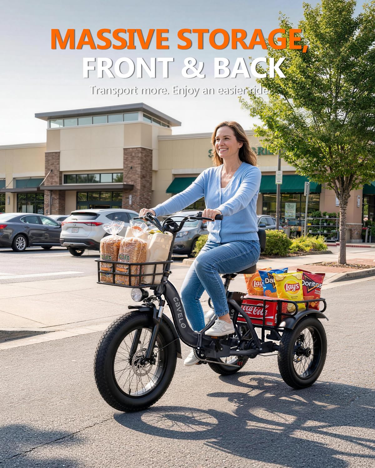20" Fat Tire 1000W 48V Step-Thru Electric Tricycle with Basket I134620