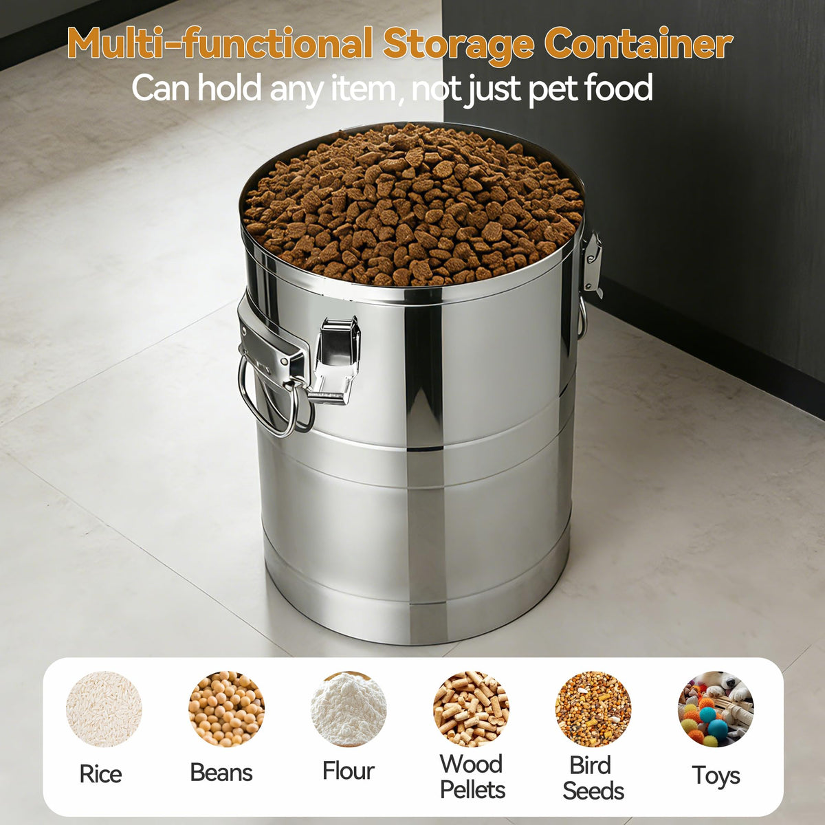 Stainless Steel Dog Food Storage Container with Scoop E8225