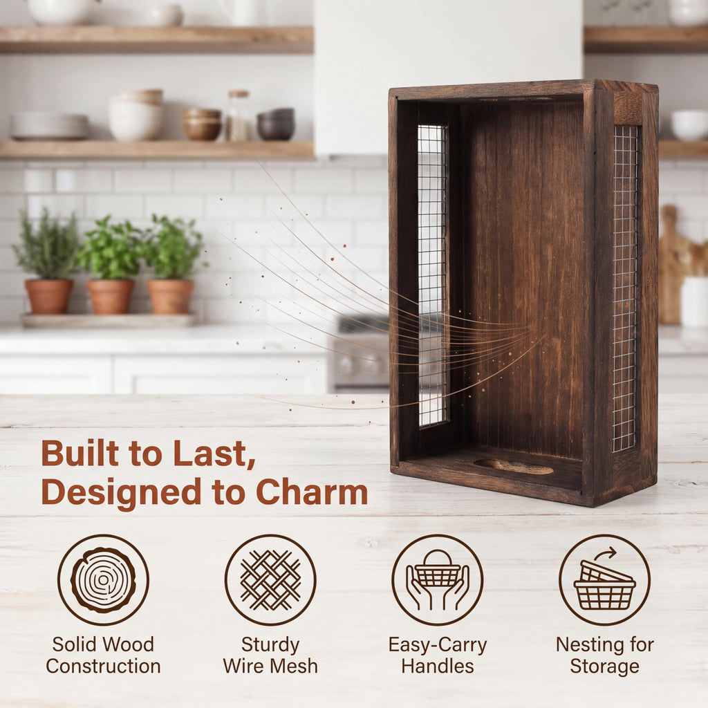 Set of 2 Rustic Wooden Nesting Boxes with Handle A157894