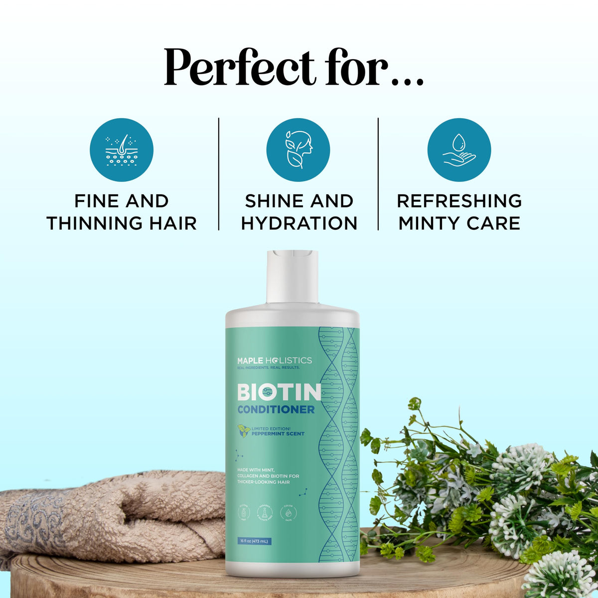 Sulfate Free Biotin Rosemary Peppermint Shampoo and Conditioner Set Q746692