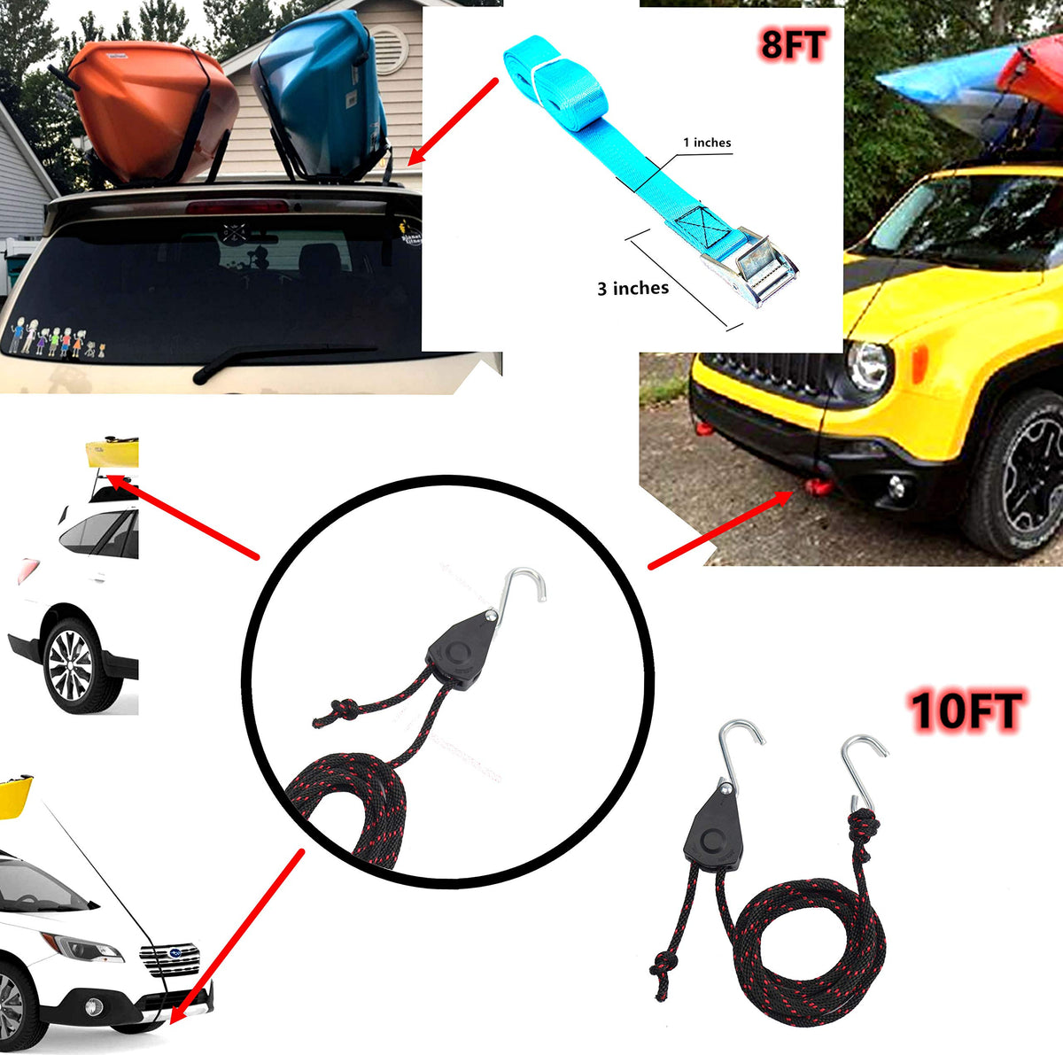 Heavy Duty Kayak Rack with Ratchet Tie J320270