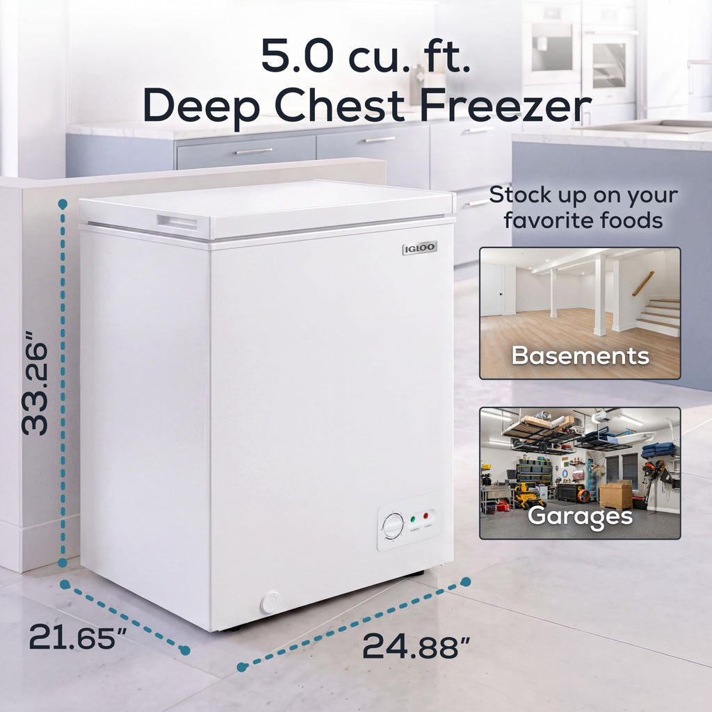 5.0 Cu Ft Upright Deep Freezer with Removable Basket J967
