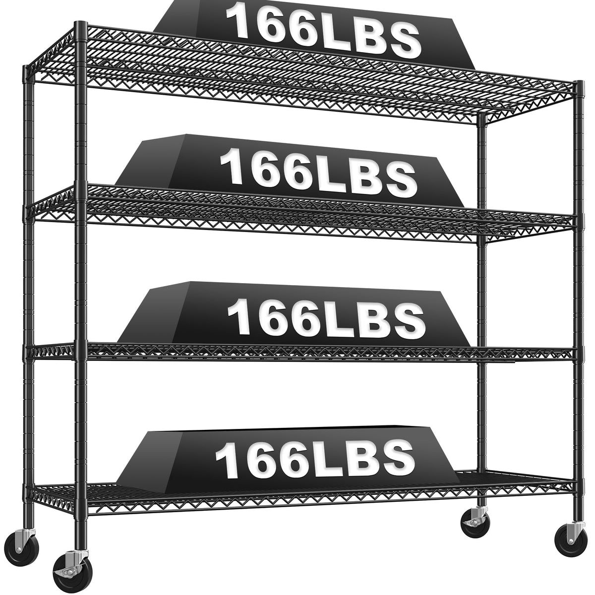 4-Tier Heavy Duty Metal Shelving Unit with Wheels R71679