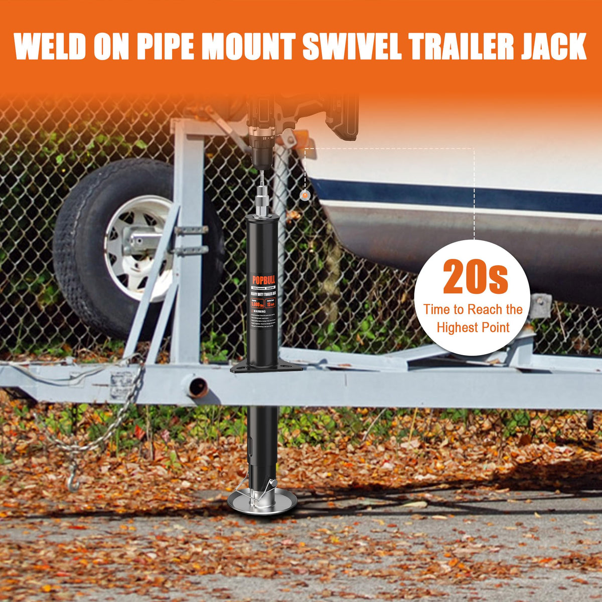 5000lbs A-Frame Trailer Jack 30" Lift Adjustable Drop Leg G79990