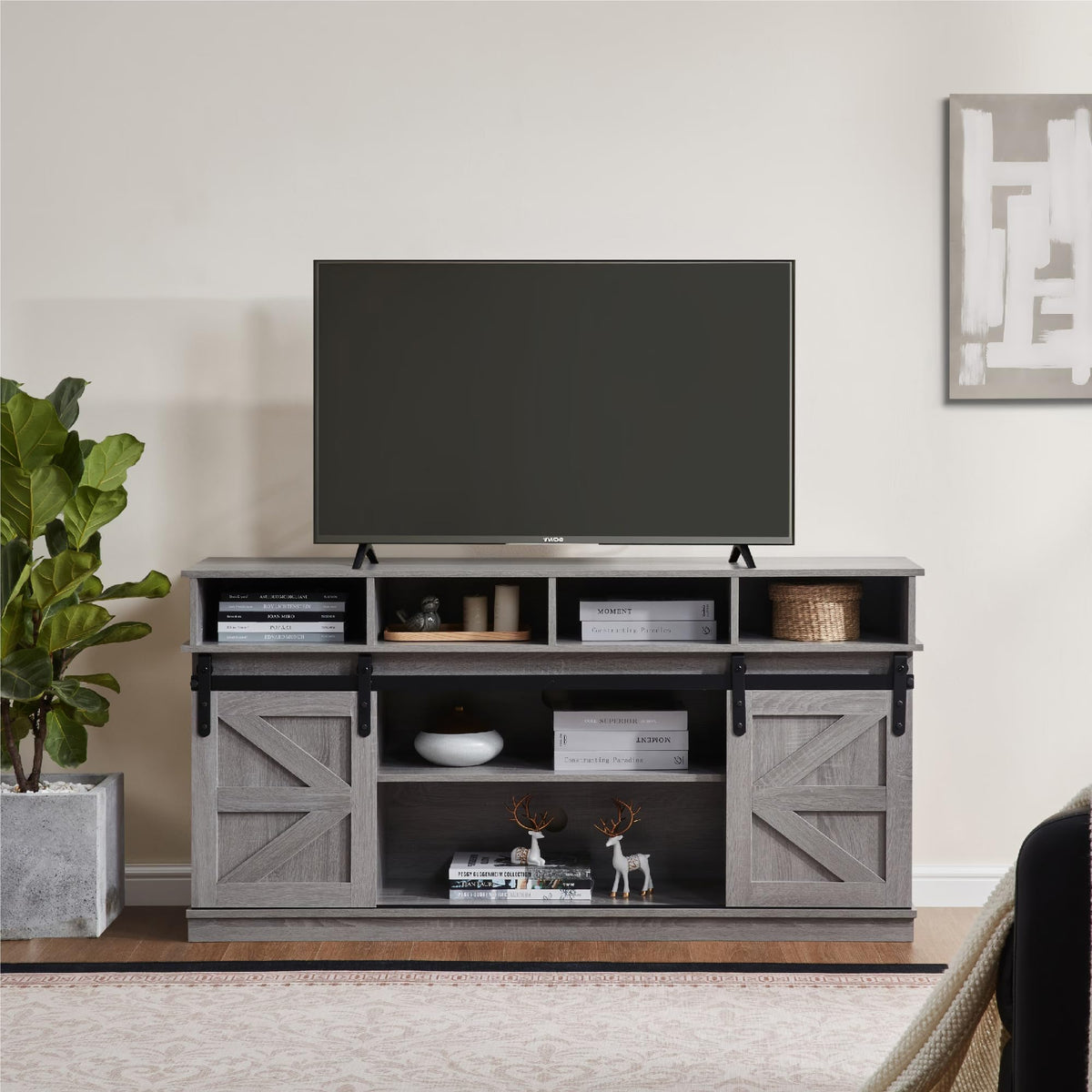 Grey Sliding Barn Door TV Stand N6997