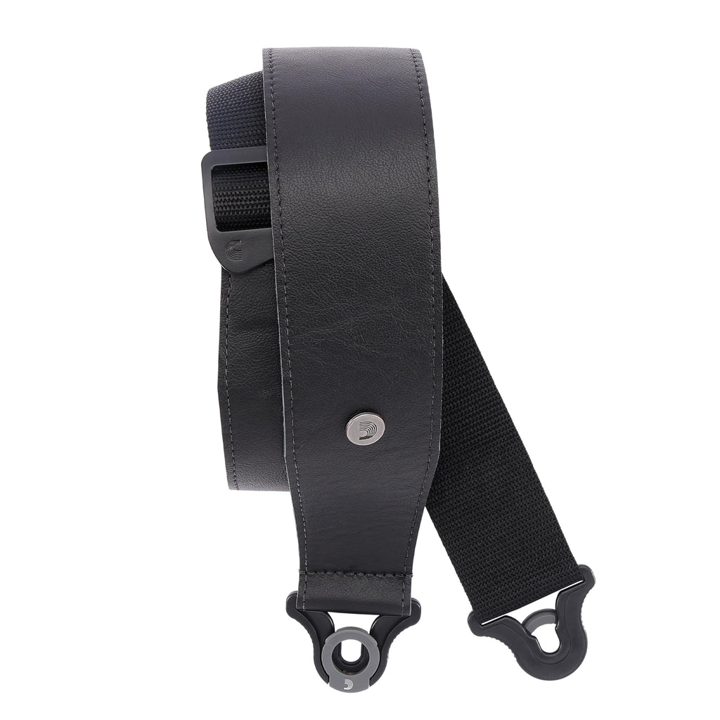 Black Leather Guitar Strap J679