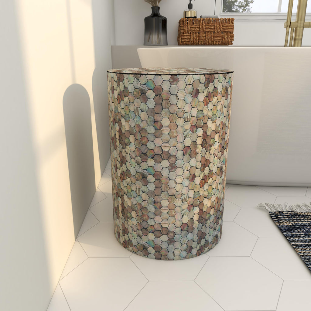 14" x 14" x 20" Multi Colored Mosaic Side Table W6433