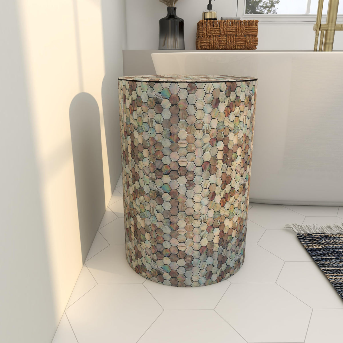 14" x 14" x 20" Multi Colored Mosaic Side Table W6433