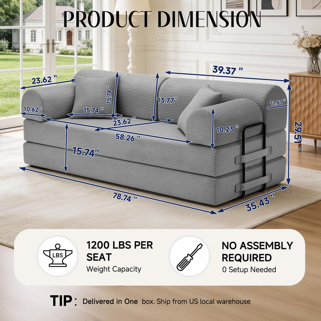 Convertible Sofa Bed with High Back L34578